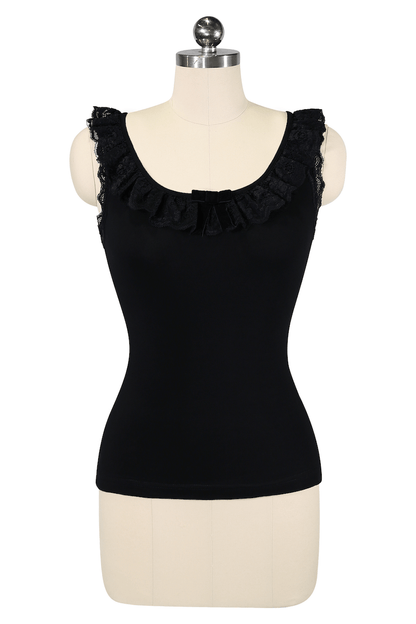D'Amour Follies Madame Ruffle Singlet (Black)