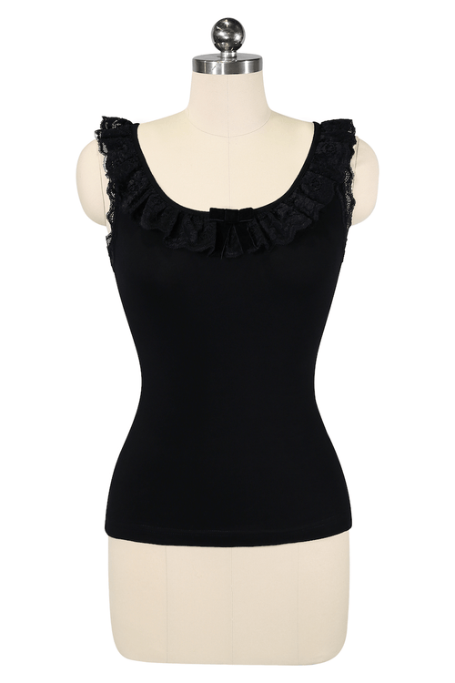 D'Amour Follies Madame Ruffle Singlet (Black)