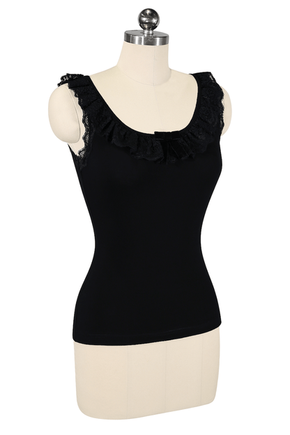 D'Amour Follies Madame Ruffle Singlet (Black)