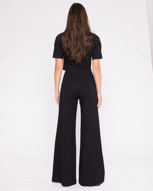 Ponte Knit Long Wide Leg Pant