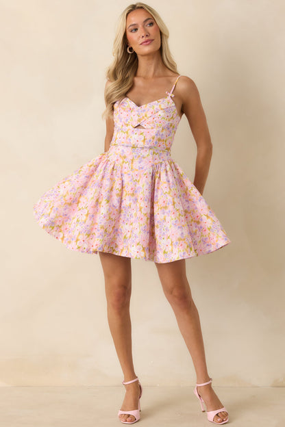 ASTR The Label Isha Pink Multi Floral Cotton Mini Dress