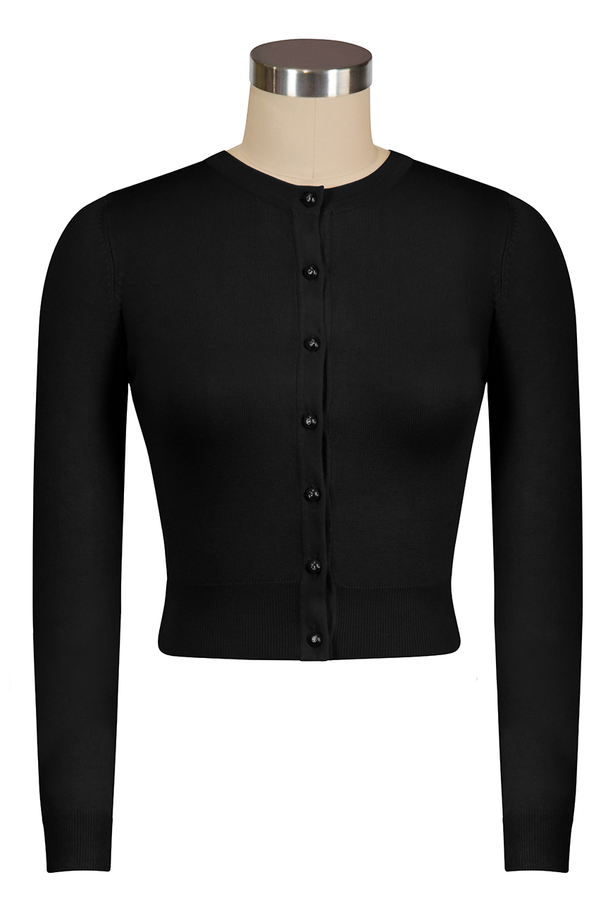 D'Amour Long Sleeve Crop Cardigan (Black)