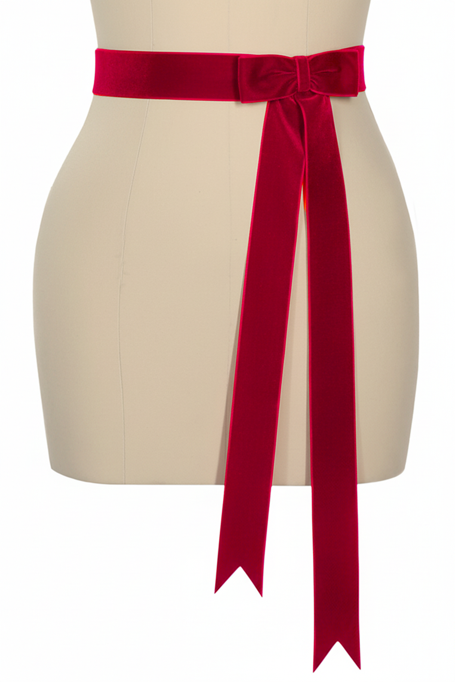 D'Amour Follies Velvet Bow Belt With Tails (Red)