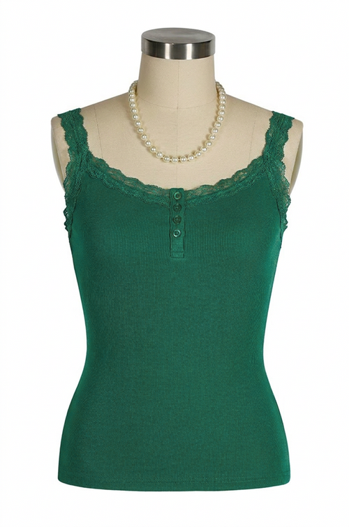 D'Amour Button Up Follies Singlet (Green)