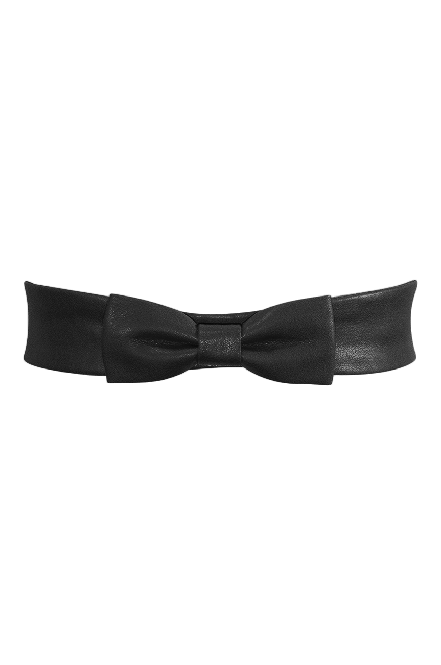 D'Amour Leather Petite Bow Belt (Black)