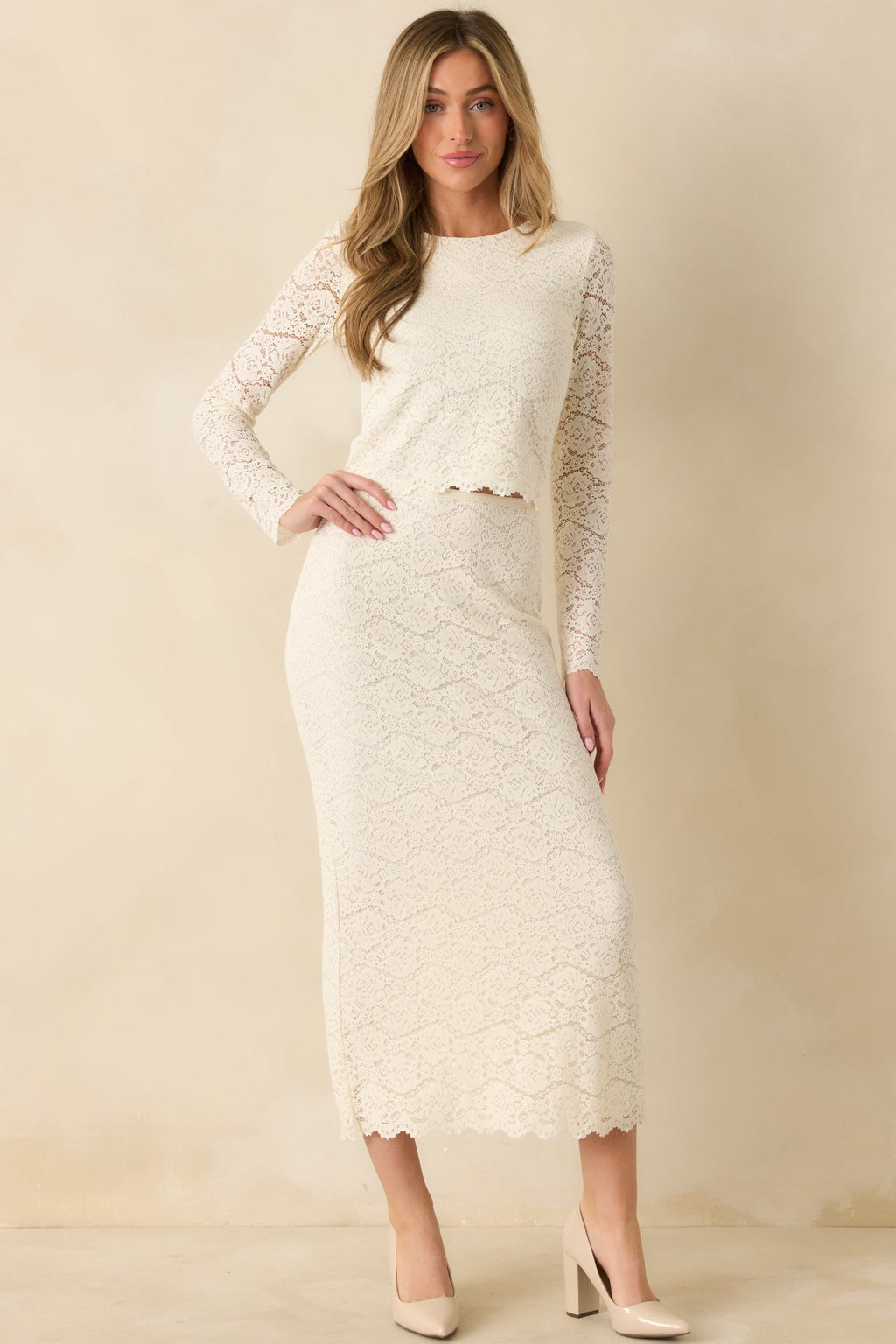Z Supply Via Ivory Lace Midi Skirt