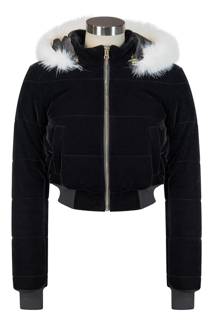 High Society Velvet Puffer Jacket (Black)
