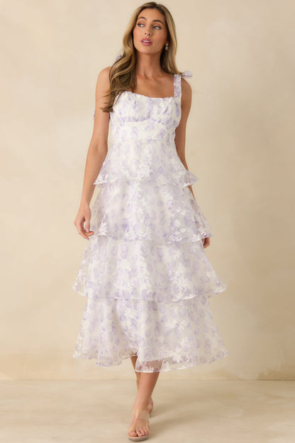 Living In Wonderland Lavender Tulip Floral Midi Dress