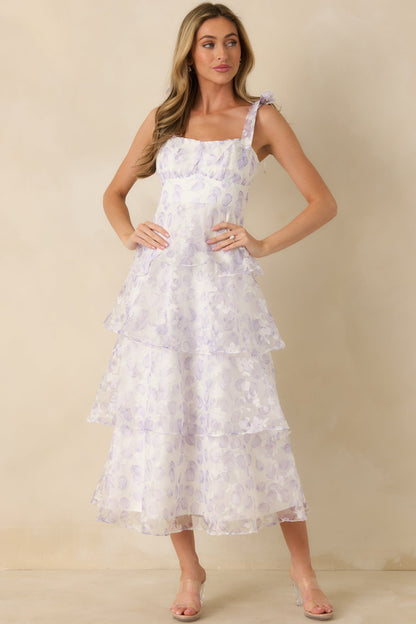 Living In Wonderland Lavender Tulip Floral Midi Dress
