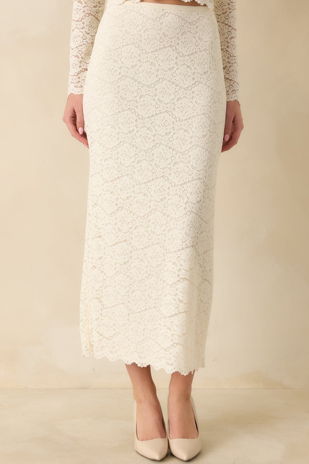 Z Supply Via Ivory Lace Midi Skirt