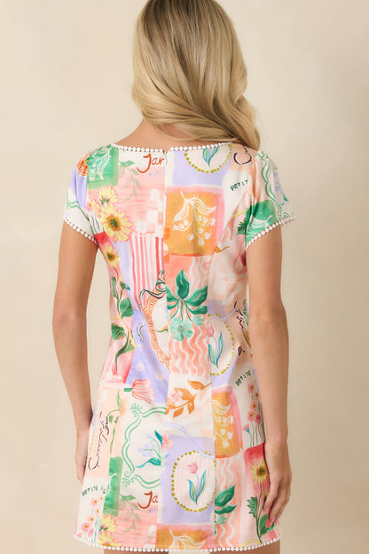Prosperina Chandler White Multi Cotton Floral Print Mini Dress