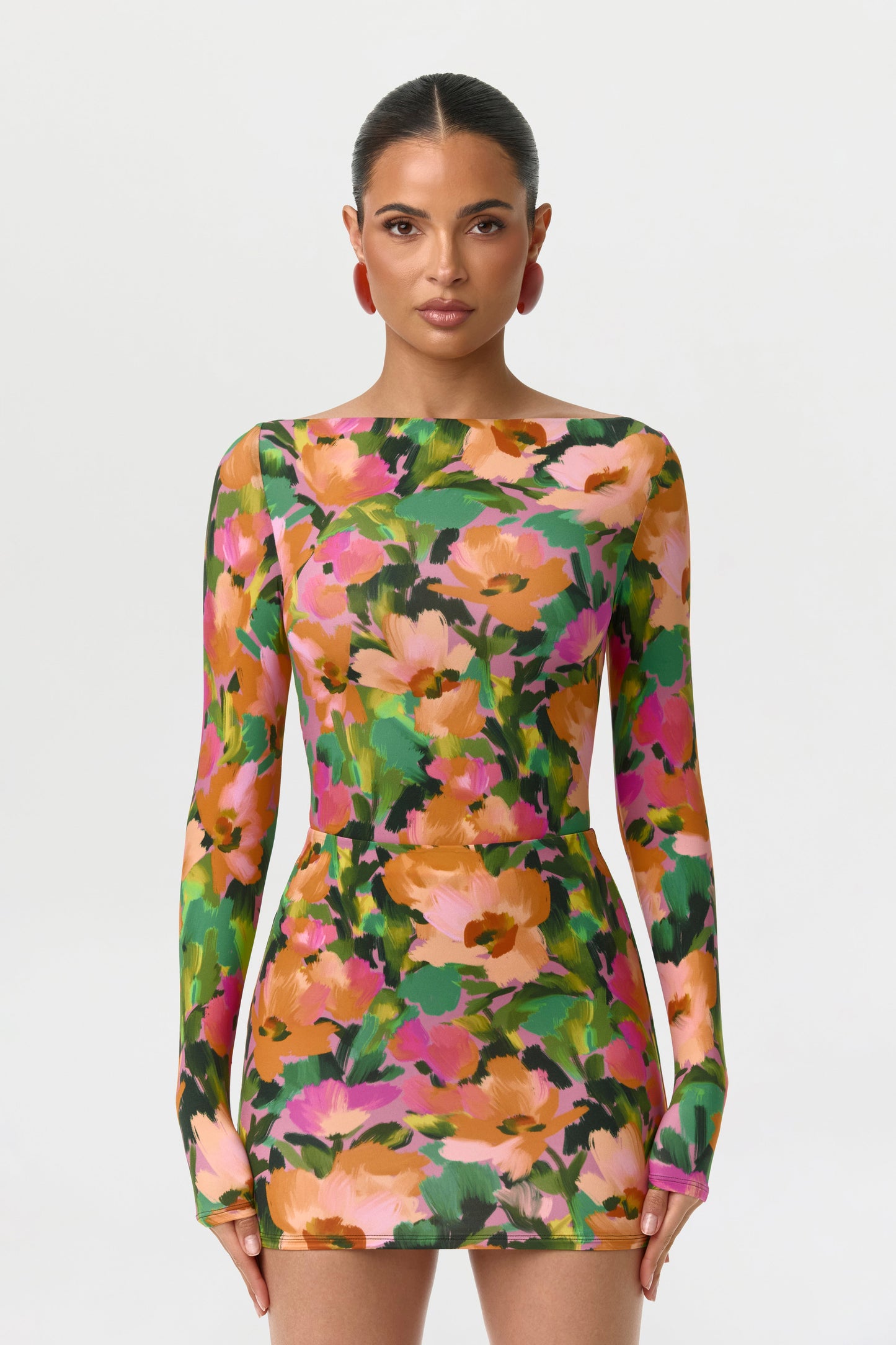 Naked Print Boatneck Bodysuit