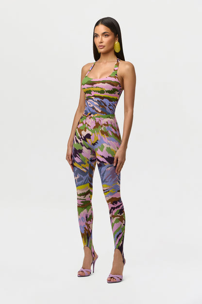 Naked Print Racerback Scoop Tank Bodysuit