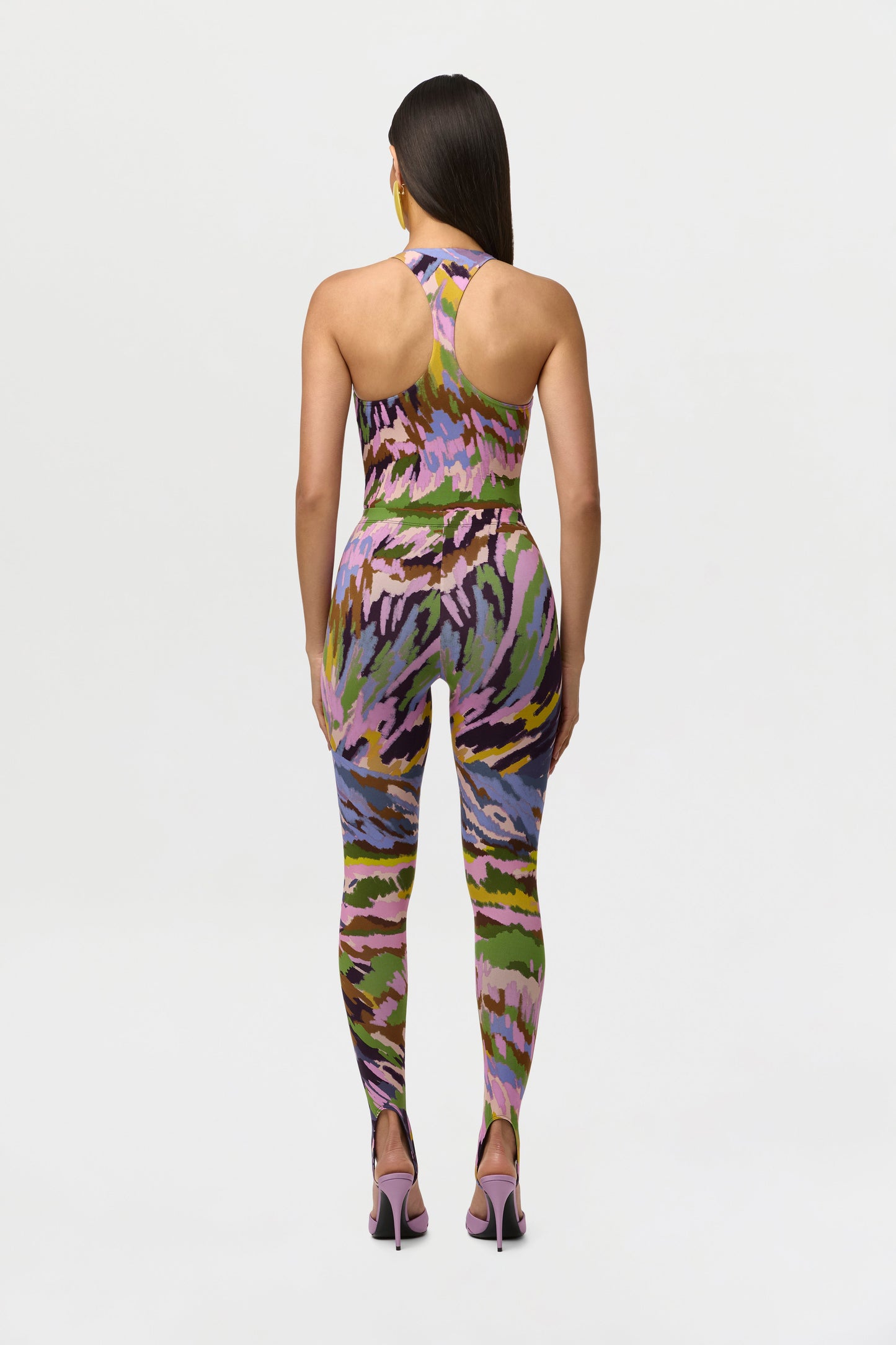 Naked Print Racerback Scoop Tank Bodysuit