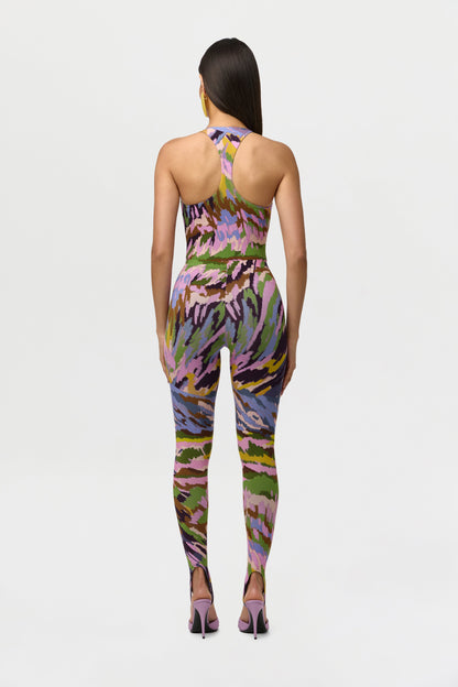 Naked Print Racerback Scoop Tank Bodysuit