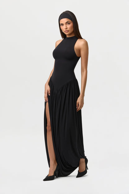 Naked Sleeveless Draped Midi Dress