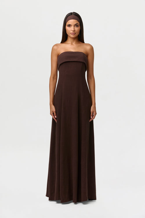 Linen Tube Maxi Dress