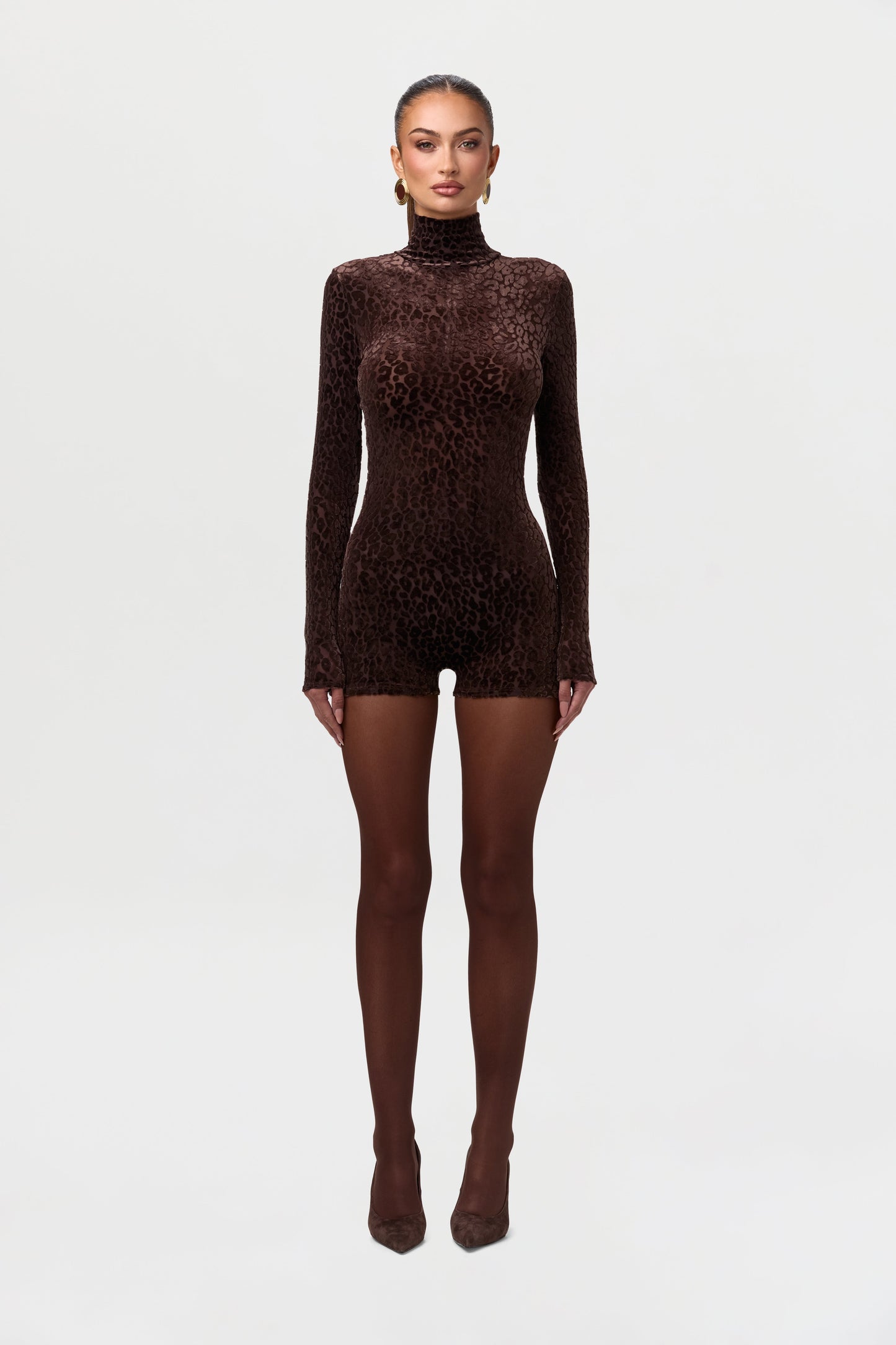 Burnout Print Turtleneck Romper