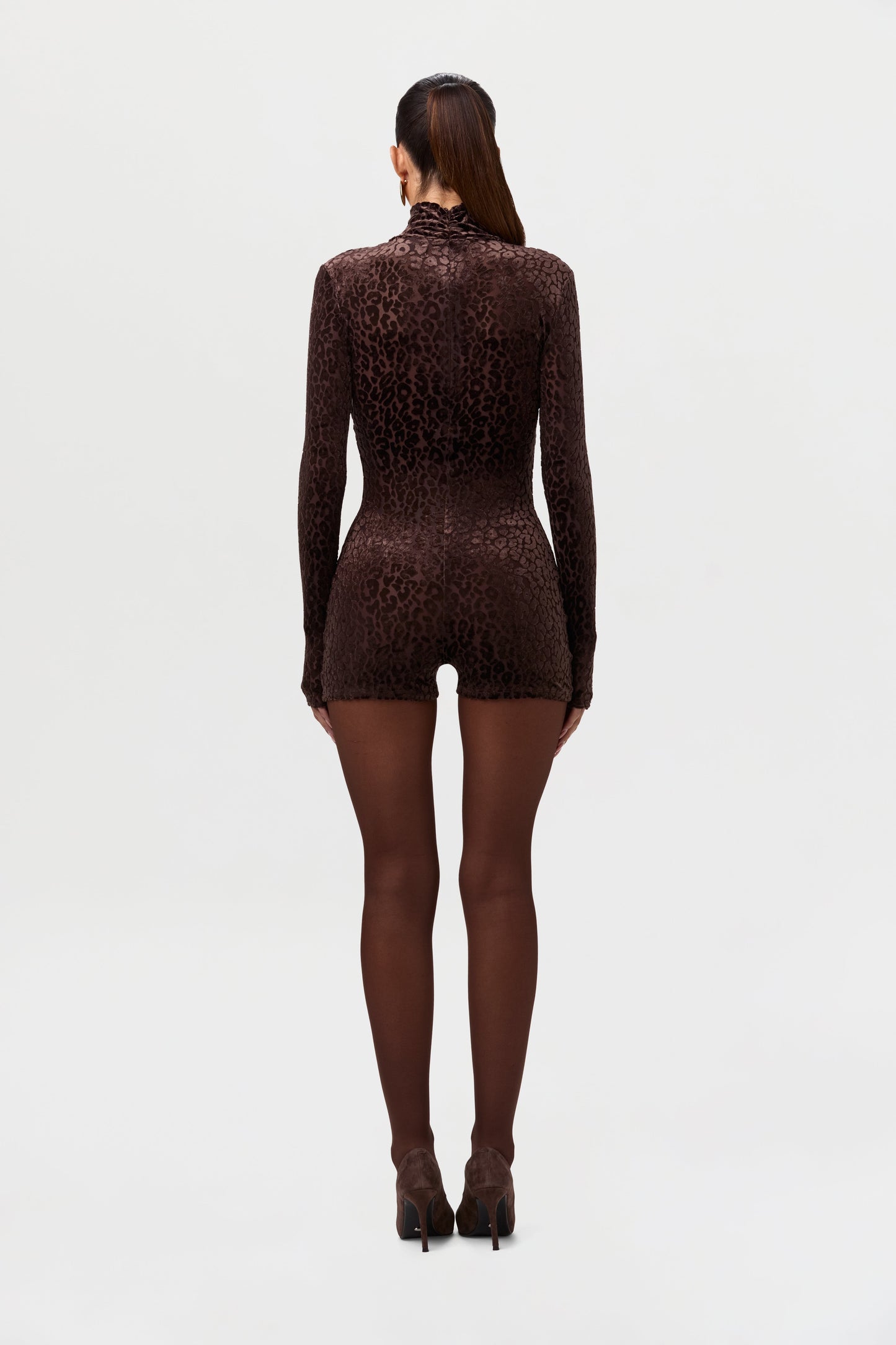 Burnout Print Turtleneck Romper