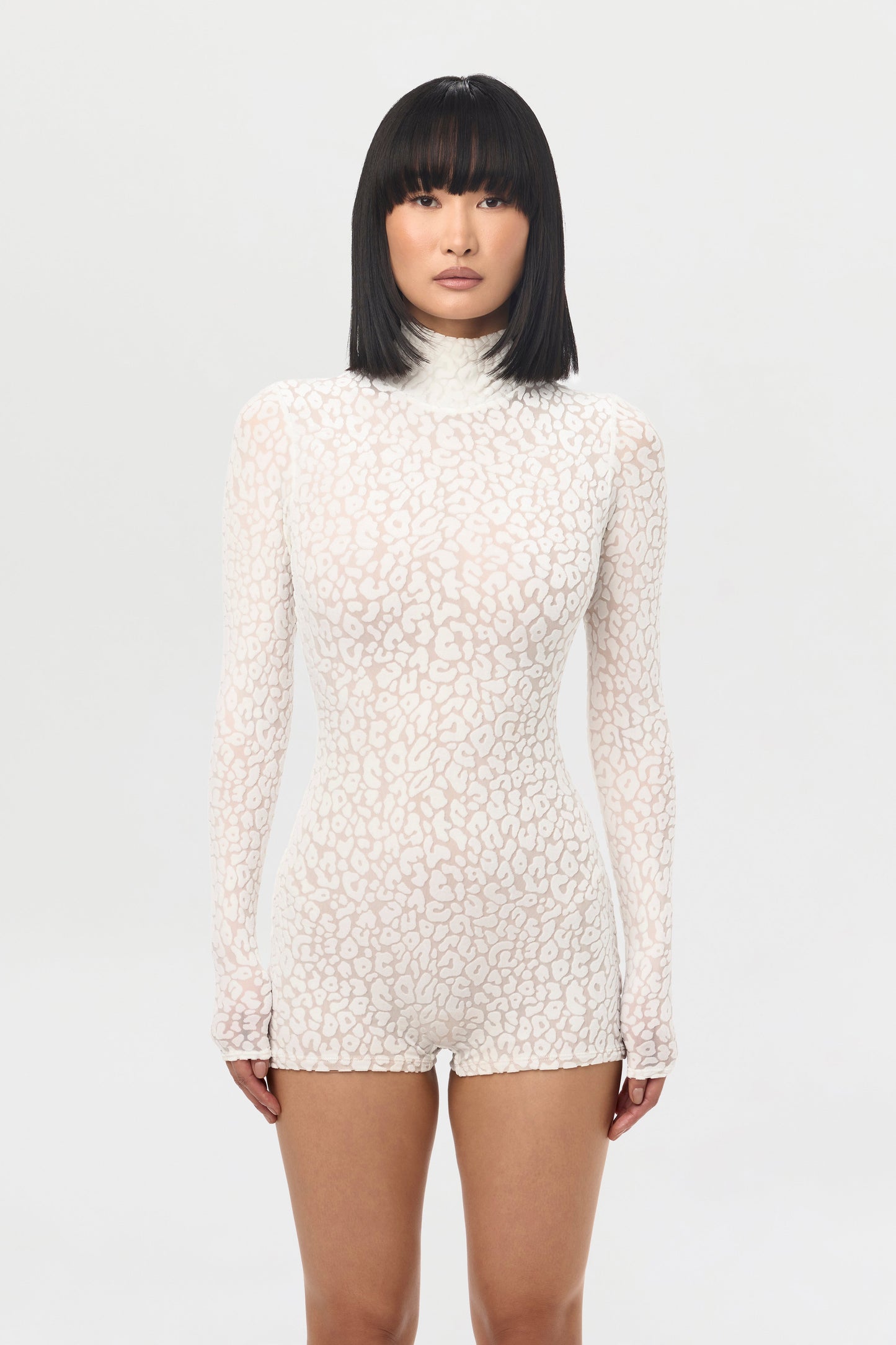 Burnout Print Turtleneck Romper