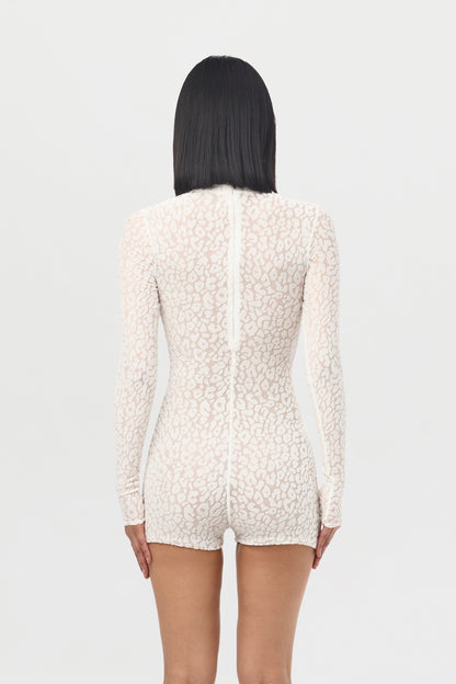 Burnout Print Turtleneck Romper