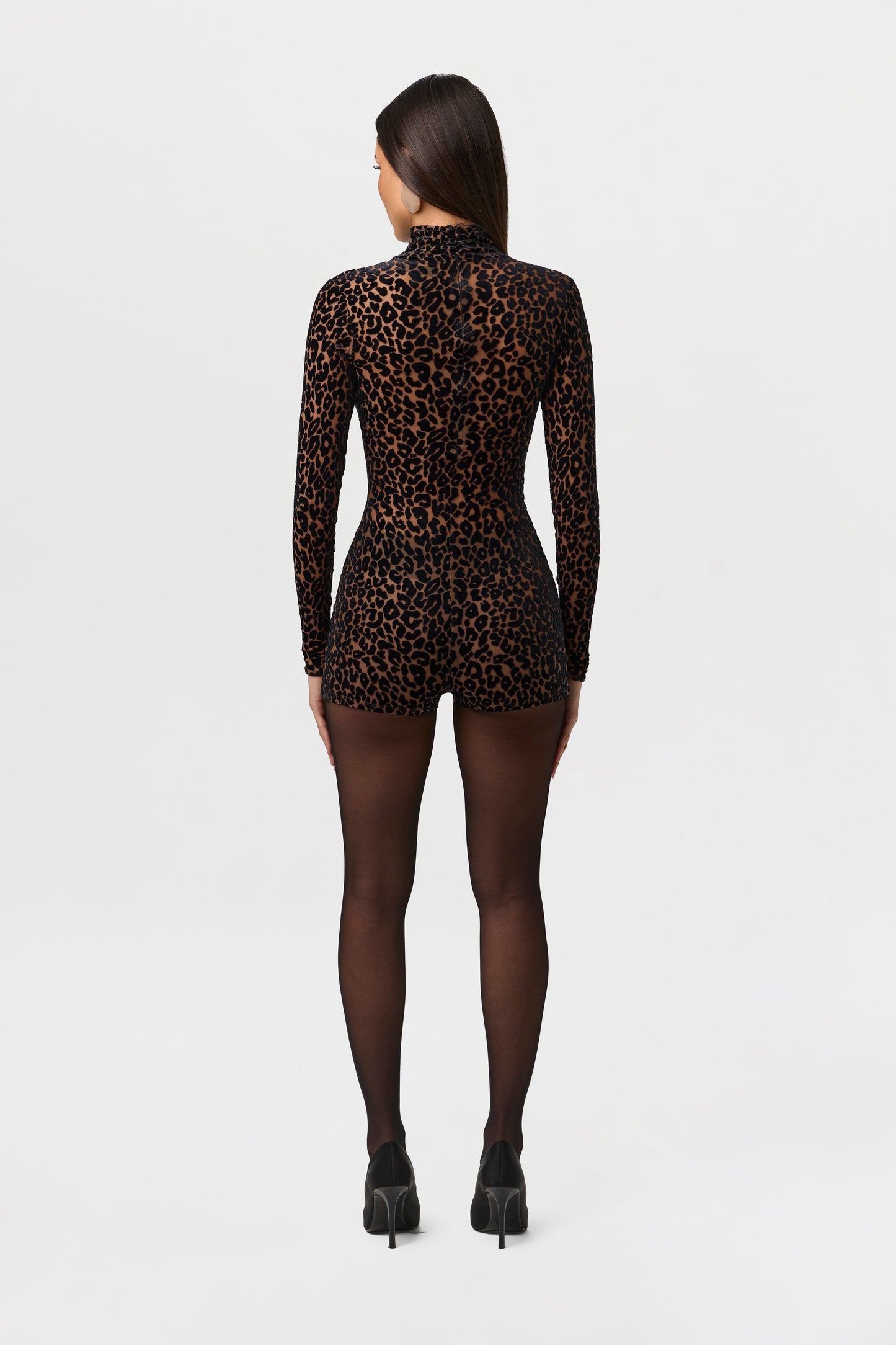 Burnout Print Turtleneck Romper