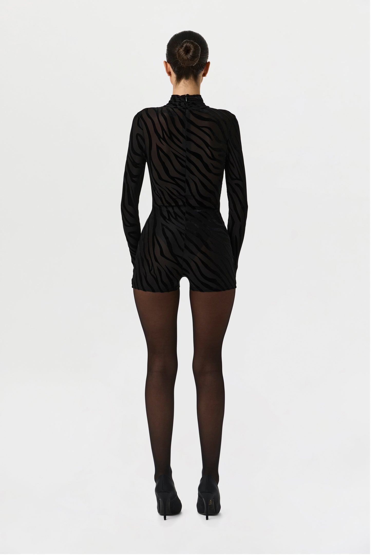 Burnout Print Turtleneck Romper
