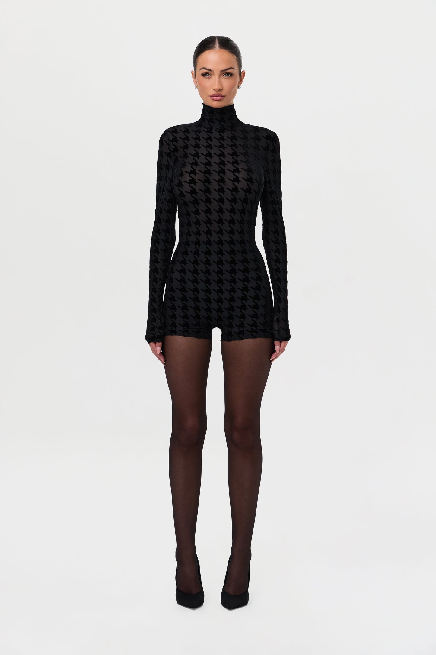 Burnout Print Turtleneck Romper