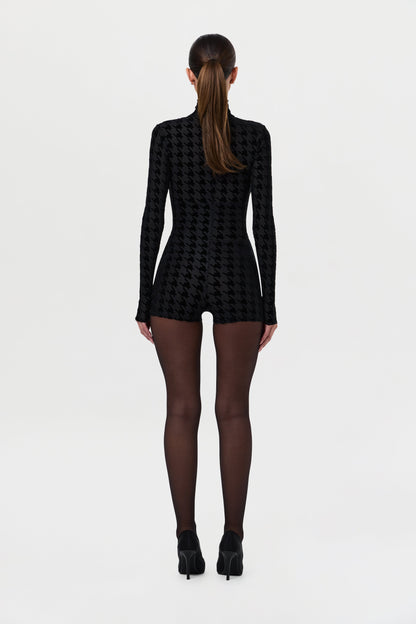 Burnout Print Turtleneck Romper