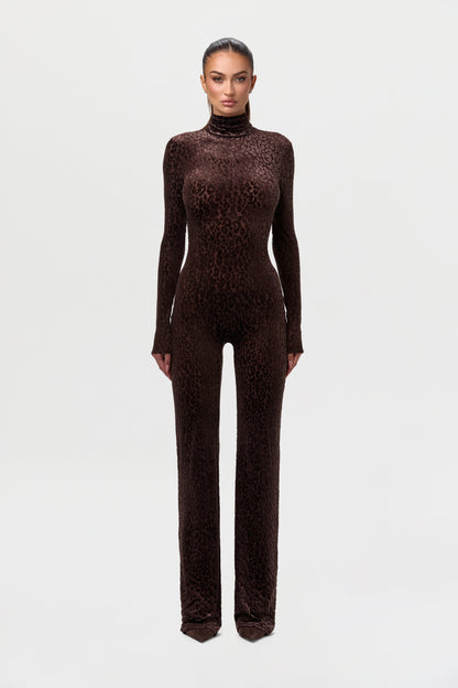 Burnout Print Turtleneck Jumpsuit