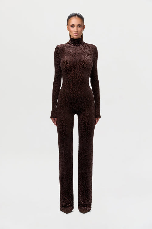 Burnout Print Turtleneck Jumpsuit