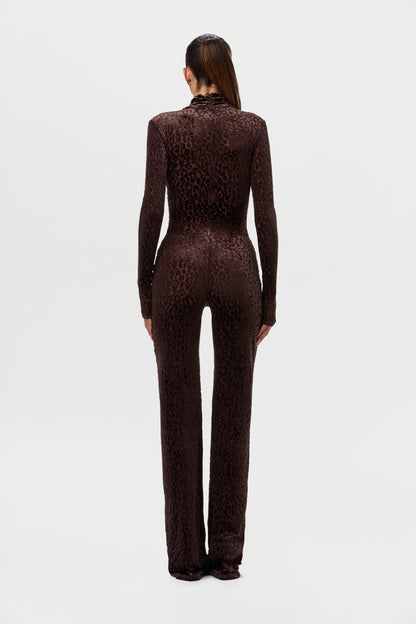 Burnout Print Turtleneck Jumpsuit