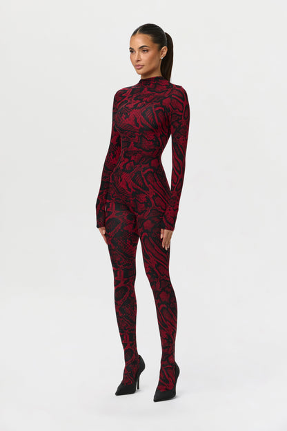 Naked Print Closed Toe Jumpsuit