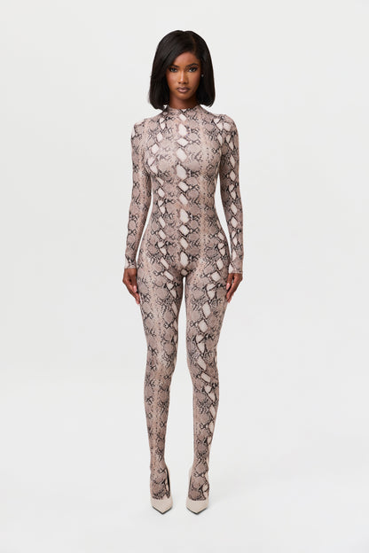 Naked Print Closed Toe Jumpsuit