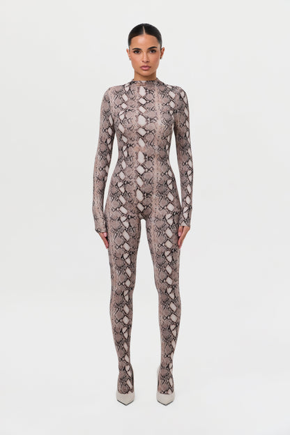 Naked Print Closed Toe Jumpsuit