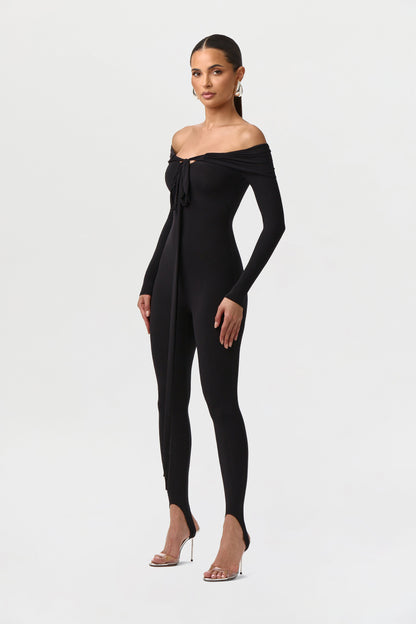 Naked Off-Shoulder Tie Jumpsuit Petite