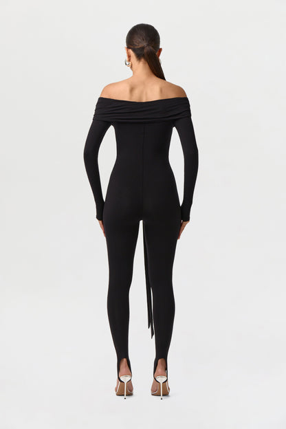 Naked Off-Shoulder Tie Jumpsuit