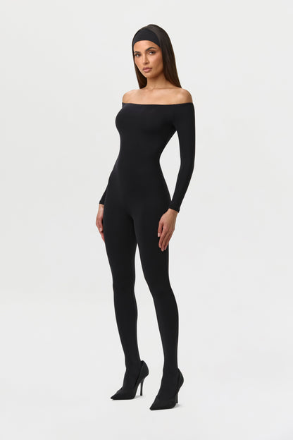 Naked Off-Shoulder Closed Toe Jumpsuit