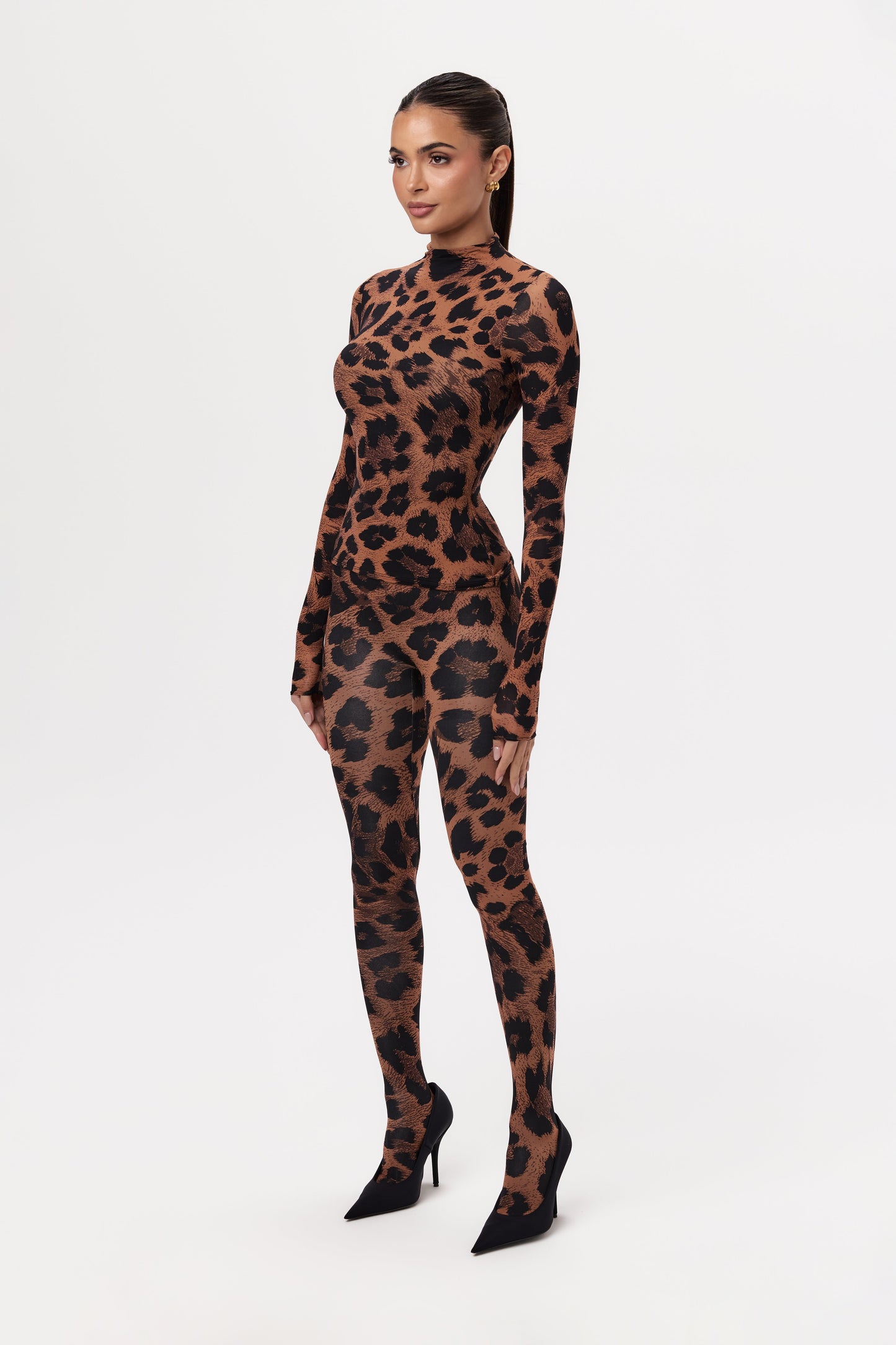 Naked Print Mock Neck Top
