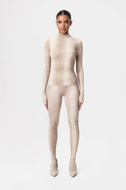 Naked Print Mock Neck Top