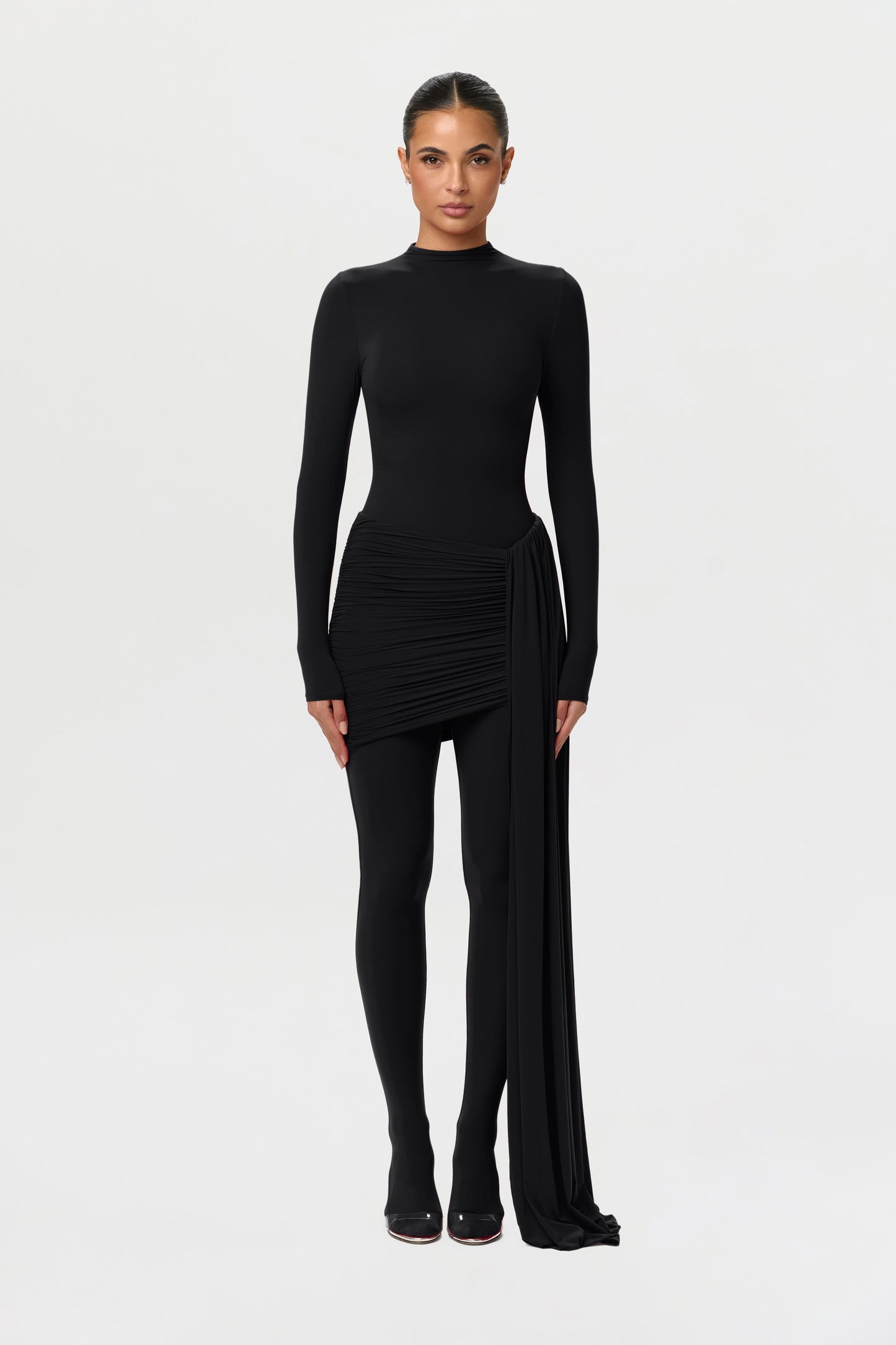 Naked Ruched Drape Mini Skirt