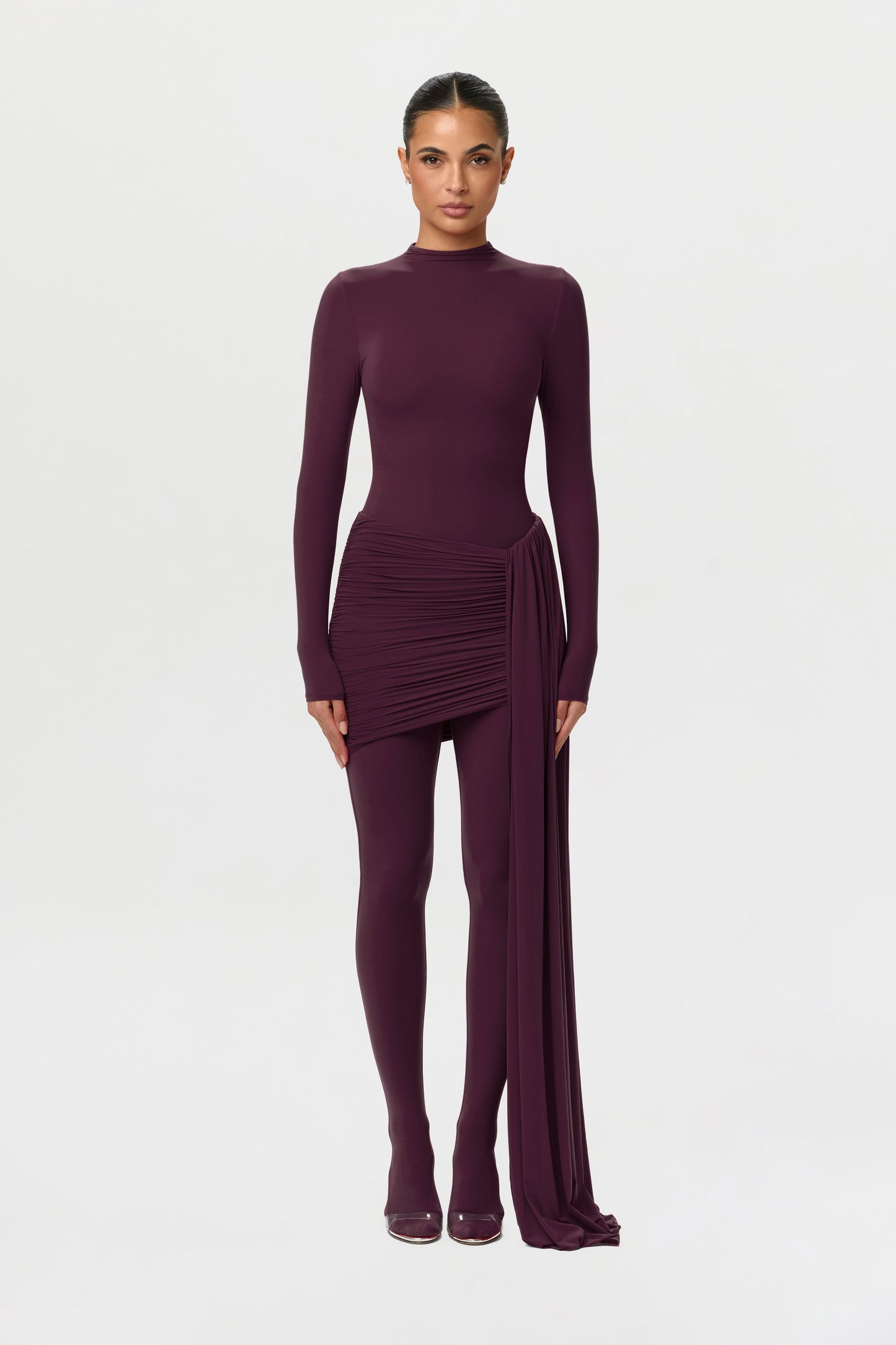 Naked Ruched Drape Mini Skirt