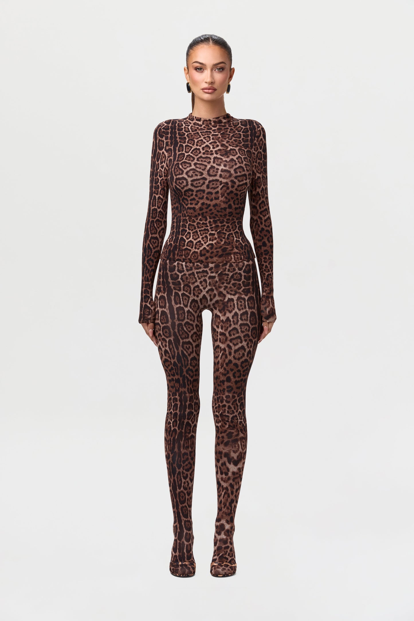 Naked Print Mock Neck Top