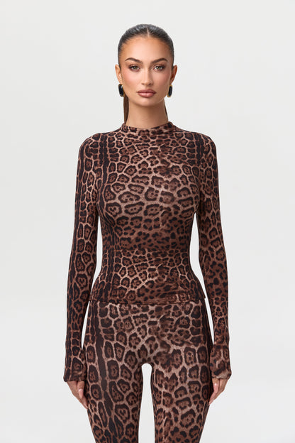 Naked Print Mock Neck Top