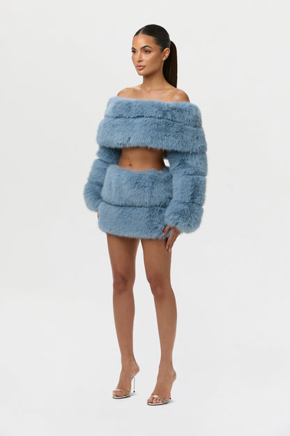 Faux Fur Off-Shoulder Pelted Top