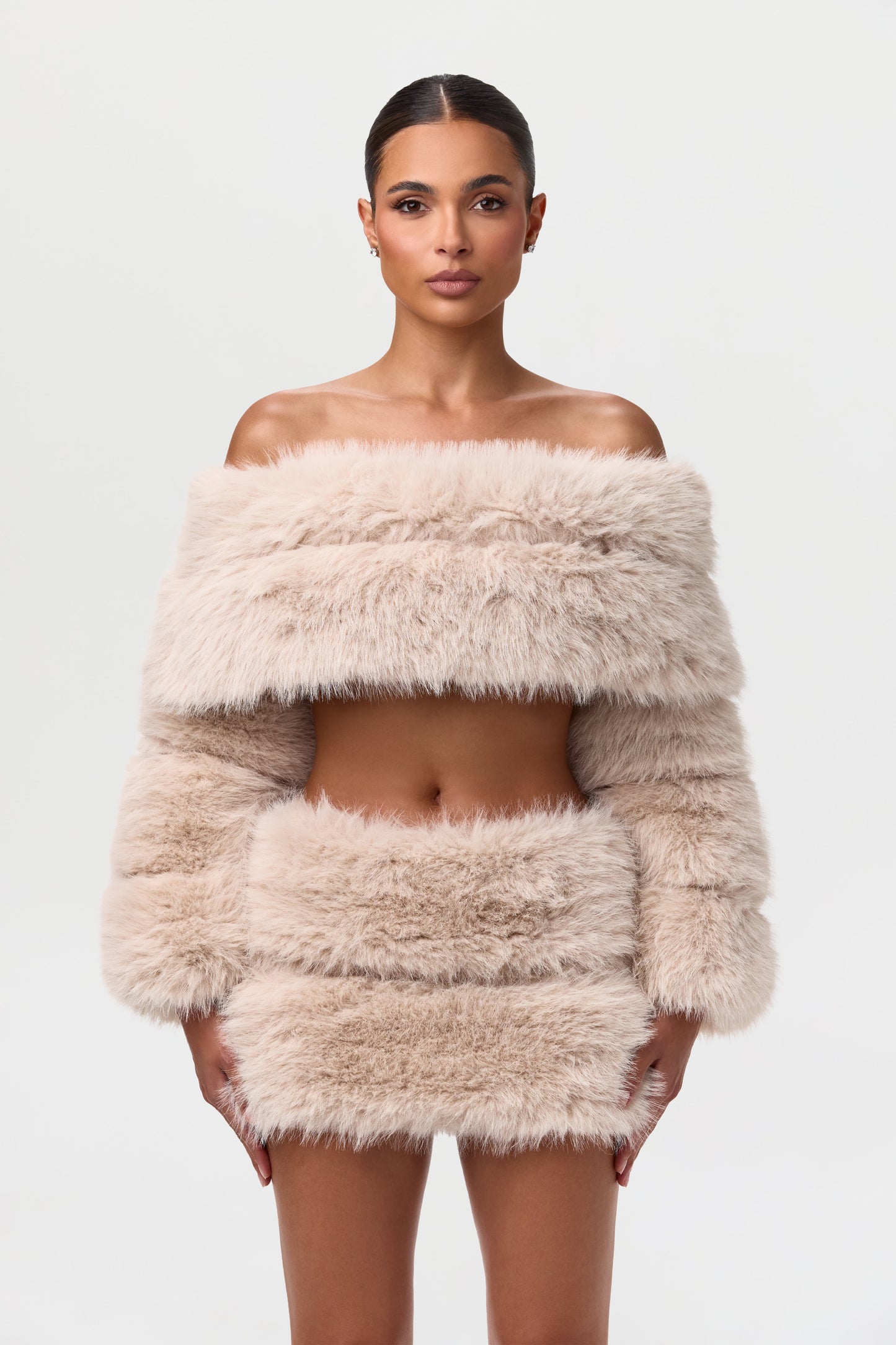 Faux Fur Off-Shoulder Pelted Top