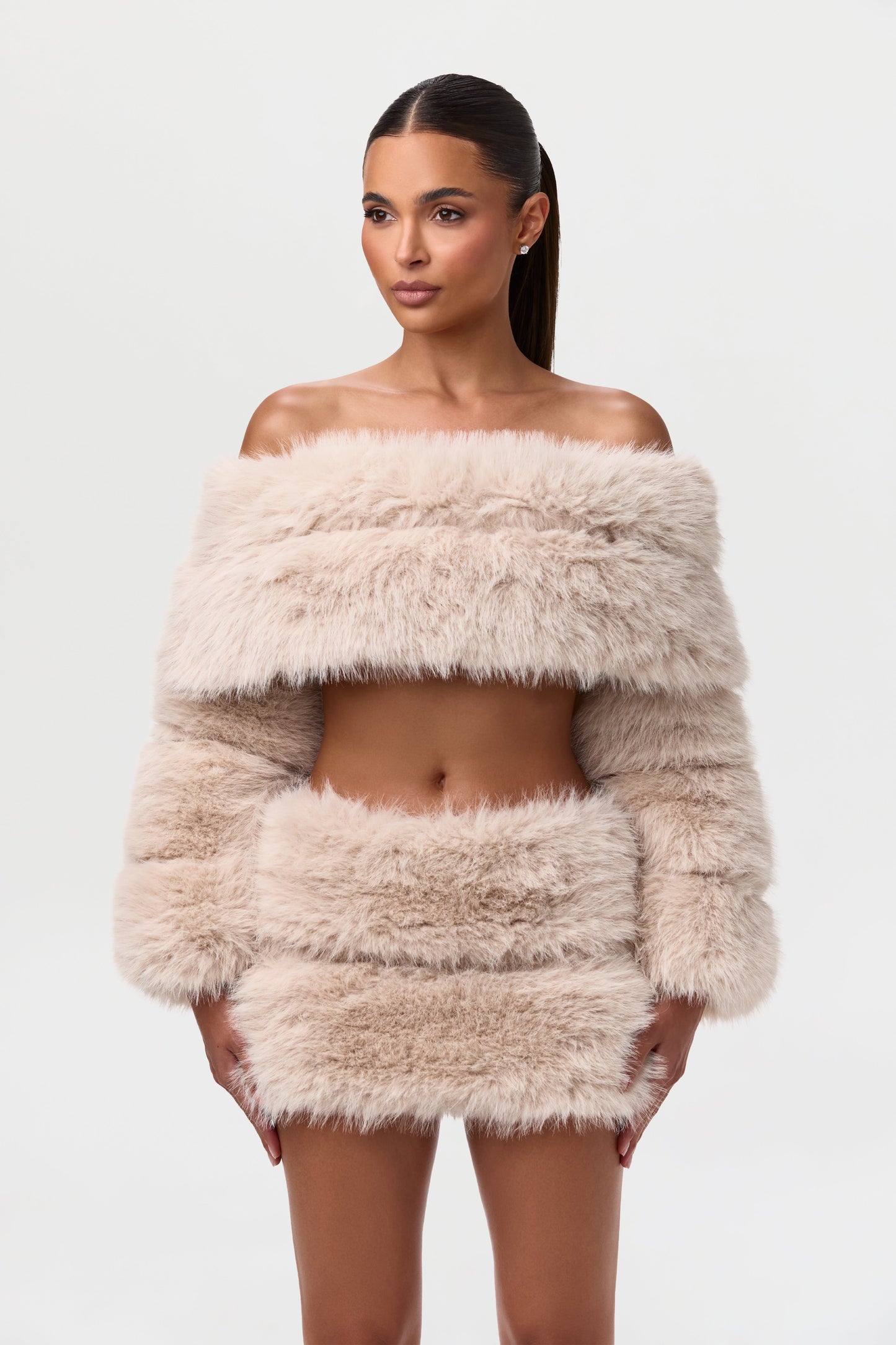 Faux Fur Off-Shoulder Pelted Top