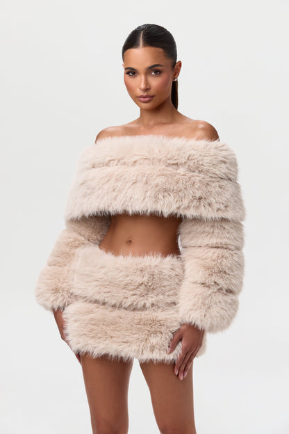 Faux Fur Off-Shoulder Pelted Top