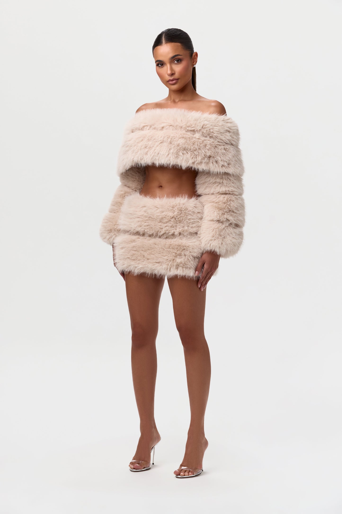 Faux Fur Off-Shoulder Pelted Top