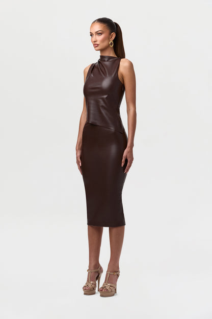 Vegan Leather Sleeveless Top